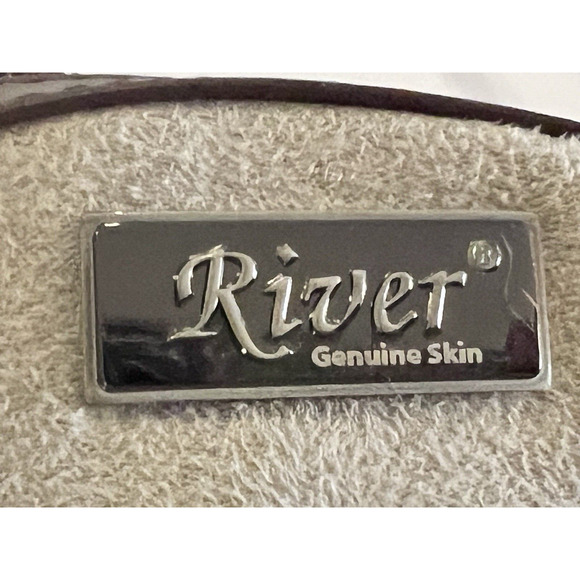 Vintage RIVER Genuine Alligator Skin Rectangular Shoulder Bag Handbag Unique - Picture 15 of 16